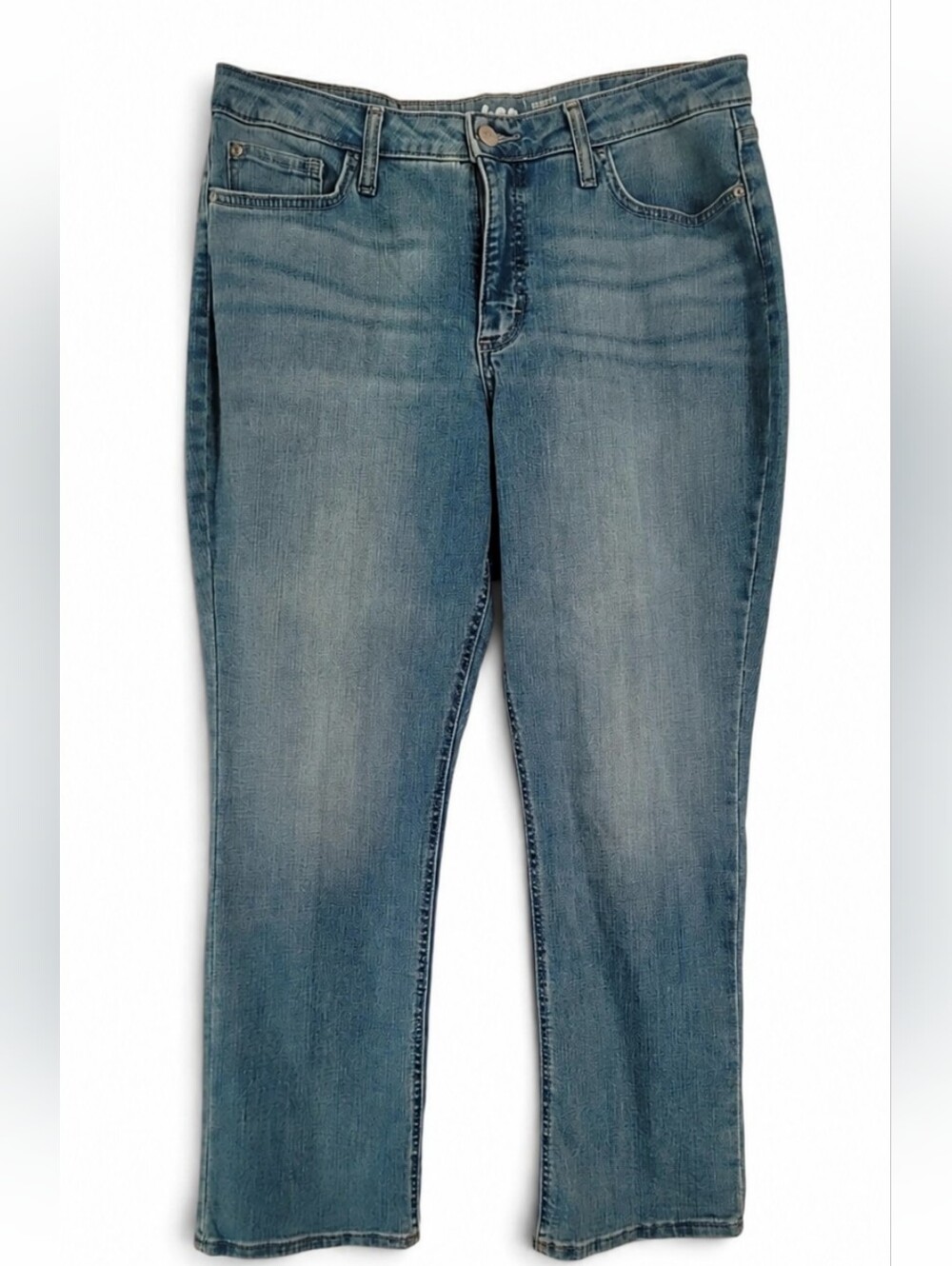 Lee Medium Wash Regular Fit Straight Leg Mid Rise Jeans Size 14p